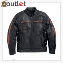 Laden Sie das Bild in den Galerie-Viewer, Harley Davidson Mens EXMOOR Reflective Wing Motorcycle Leather Jacket - Leather Outlet