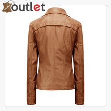 Laden Sie das Bild in den Galerie-Viewer, High Color Brown Leather Bomber Jacket For Women