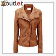 Laden Sie das Bild in den Galerie-Viewer, High Color Brown Leather Bomber Jacket For Women
