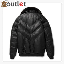 Load image into Gallery viewer, High Quality V-Bomber Black Leather Black Fox Fur