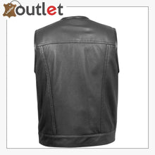 Laden Sie das Bild in den Galerie-Viewer, Kent Men’s Leather Vest with Removable Black Hoodie