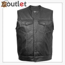 Laden Sie das Bild in den Galerie-Viewer, Kent Men’s Leather Vest with Removable Black Hoodie
