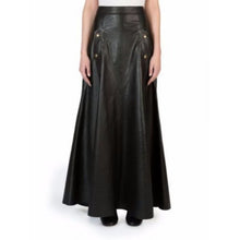 Laden Sie das Bild in den Galerie-Viewer, Ladies Long Slim fit Genuine Soft Lambskin Black Leather Skirt Leather Outlet