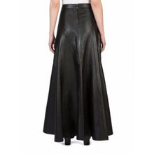 Laden Sie das Bild in den Galerie-Viewer, Ladies Long Slim fit Genuine Soft Lambskin Black Leather Skirt Leather Outlet