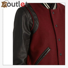 Load image into Gallery viewer, Ladies Maroon Wool-blend and leather teddy Varsity Jacket - Leather Outlet