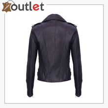 Laden Sie das Bild in den Galerie-Viewer, Ladies Purple Real 100% Lamb Nappa Leather Biker Jacket - Leather Outlet