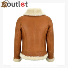Laden Sie das Bild in den Galerie-Viewer, Ladies Sheepskin Jacket White Shearling Asymmetric Real Fur Bomber Jacket - Leather Outlet