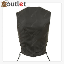 Laden Sie das Bild in den Galerie-Viewer, MEN’S MOTORCYCLE BIKER RED VEST GENUINE COWHIDE LEATHER BLACK