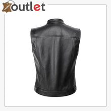Laden Sie das Bild in den Galerie-Viewer, Leather Biker Vest Men's Genuine Cow Leather Motorcycle Waistcoat