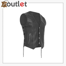 Laden Sie das Bild in den Galerie-Viewer, Lace Up Motorcycle Leather Waistcoat