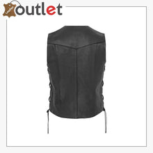 Laden Sie das Bild in den Galerie-Viewer, Lace Up Motorcycle Leather Waistcoat