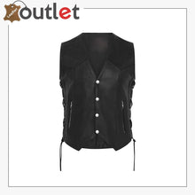 Laden Sie das Bild in den Galerie-Viewer, Lace Up Motorcycle Leather Waistcoat