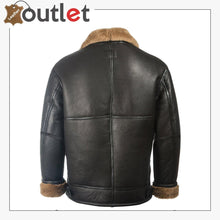 Laden Sie das Bild in den Galerie-Viewer, Men Black Aviator Leather Shearling Jacket