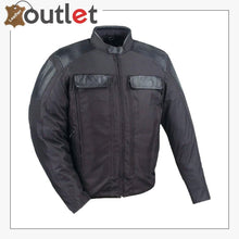 Laden Sie das Bild in den Galerie-Viewer, MENS TEXTILE MOTORCYCLE JACKET WITH LEATHER TRIM