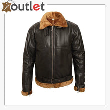 Load image into Gallery viewer, MEN'S Aviator B3 brown shaded sheepskin fur leather bomber flying jacket - Leather Outlet