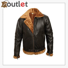 Load image into Gallery viewer, MEN'S Aviator B3 brown shaded sheepskin fur leather bomber flying jacket - Leather Outlet