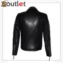 Laden Sie das Bild in den Galerie-Viewer, Men Best Seller Lamb Leather Studded Jacket - Leather Outlet