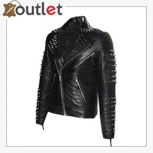 Laden Sie das Bild in den Galerie-Viewer, Men Best Seller Lamb Leather Studded Jacket - Leather Outlet