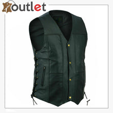 Laden Sie das Bild in den Galerie-Viewer, Men Black Genuine Leather Vest