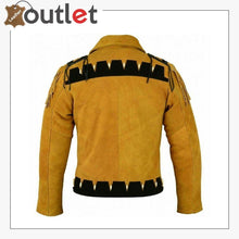 Laden Sie das Bild in den Galerie-Viewer, Men Golden Brown Suede Western Cowboy Leather Jacket