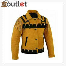 Laden Sie das Bild in den Galerie-Viewer, Men Golden Brown Suede Western Cowboy Leather Jacket