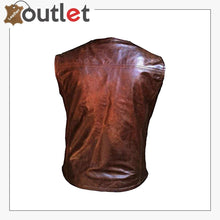 Laden Sie das Bild in den Galerie-Viewer, Men Hand Made Brown Cow Leather Soft Milled Leather Vest