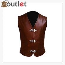 Laden Sie das Bild in den Galerie-Viewer, Men Hand Made Brown Cow Leather Soft Milled Leather Vest