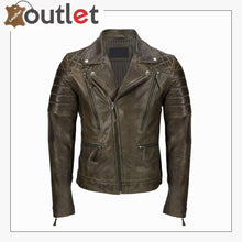 Laden Sie das Bild in den Galerie-Viewer, Men's Brown Sheep Leather Vintage Style Biker Fashion Casual Leather Jacket - Leather Outlet