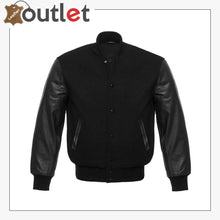 Laden Sie das Bild in den Galerie-Viewer, Men's Leather Letterman Baseball Bomber Varsity Jacket - Leather Outlet