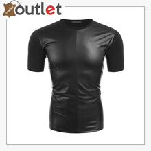 Laden Sie das Bild in den Galerie-Viewer, Men's Leather Like Short Sleeve T-shirt - Leather Outlet