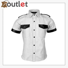 Laden Sie das Bild in den Galerie-Viewer, Men's Genuine Leather White Shirt Police Style