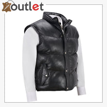 Laden Sie das Bild in den Galerie-Viewer, Men's Puffer Leather Black Casual Vest Leather Outlet