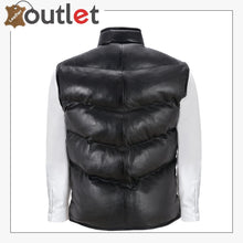 Laden Sie das Bild in den Galerie-Viewer, Men's Puffer Leather Black Casual Vest Leather Outlet