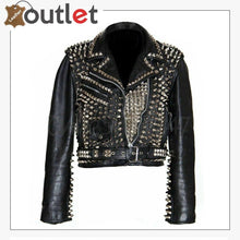 Laden Sie das Bild in den Galerie-Viewer, Mens Black Fashion Studded Style Leather Jacket