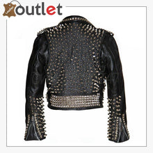 Laden Sie das Bild in den Galerie-Viewer, Mens Black Fashion Studded Style Leather Jacket