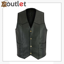 Laden Sie das Bild in den Galerie-Viewer, Mens Black Plain Real Leather Vest - Leather Outlet