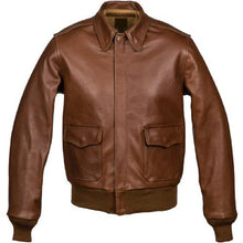 Laden Sie das Bild in den Galerie-Viewer, Military A-2 Bomber Brown Leather Jacket Leather Outlet