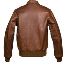Laden Sie das Bild in den Galerie-Viewer, Military A-2 Bomber Brown Leather Jacket Leather Outlet