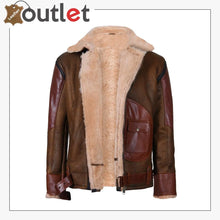 Load image into Gallery viewer, Mens Brown Crossover B3 Sheepskin Aviator Flying Leather Biker Jacket - Leather Outlet
