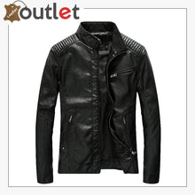 Laden Sie das Bild in den Galerie-Viewer, Mens Casual Zip Up Slim Bomber Faux Leather Jacket