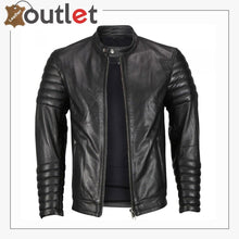 Laden Sie das Bild in den Galerie-Viewer, Mens Moto Snap Collar Biker Fashion Leather jacket - Leather Outlet