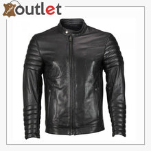 Laden Sie das Bild in den Galerie-Viewer, Mens Moto Snap Collar Biker Fashion Leather jacket - Leather Outlet