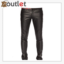 Laden Sie das Bild in den Galerie-Viewer, Mens Real Quality Leather Trouser Pants
