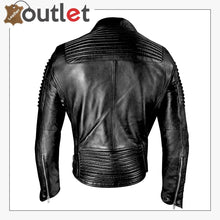 Laden Sie das Bild in den Galerie-Viewer, Mens Funky Motorcycle Studded Punk Retro Rider Leather Jacket