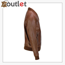 Laden Sie das Bild in den Galerie-Viewer, Mens Tan Soft Real Leather Smart Casual Vintage Bomber Biker Style Jacket - Leather Outlet