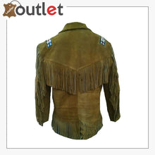 Laden Sie das Bild in den Galerie-Viewer, Mens Western Cowboy Fringed and Beaded Brown Jacket
