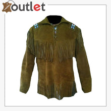 Laden Sie das Bild in den Galerie-Viewer, Mens Western Cowboy Fringed and Beaded Brown Jacket