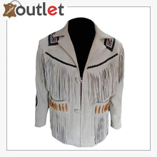Laden Sie das Bild in den Galerie-Viewer, Mens Western Suede Leather Fringed Jacket
