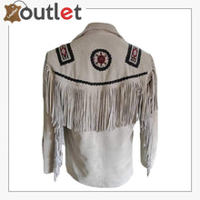 Laden Sie das Bild in den Galerie-Viewer, Mens Western Suede Leather Fringed Jacket