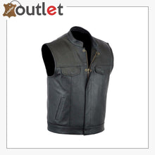 Load image into Gallery viewer, Mens Black Real Leather Vest